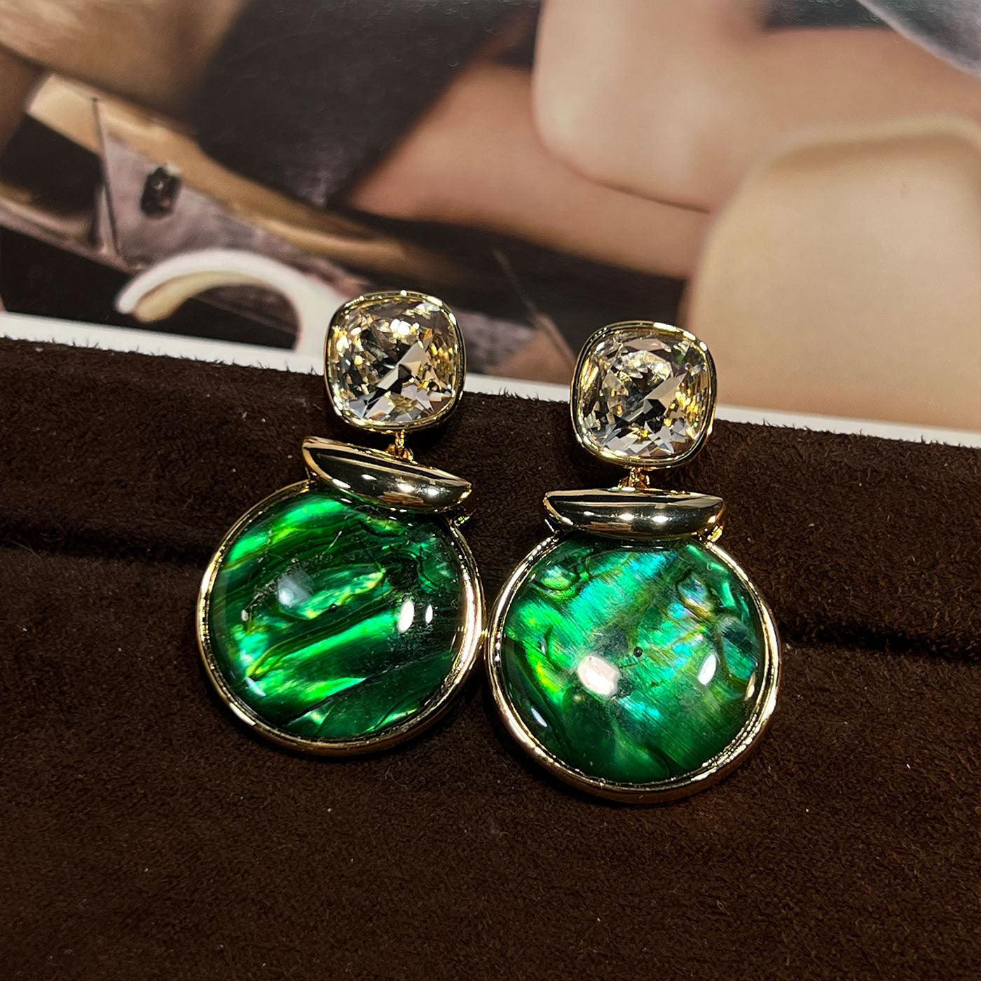 Women's Abalone Shell Series Gold Plated Environmental Protection Fashion French High-grade Earrings