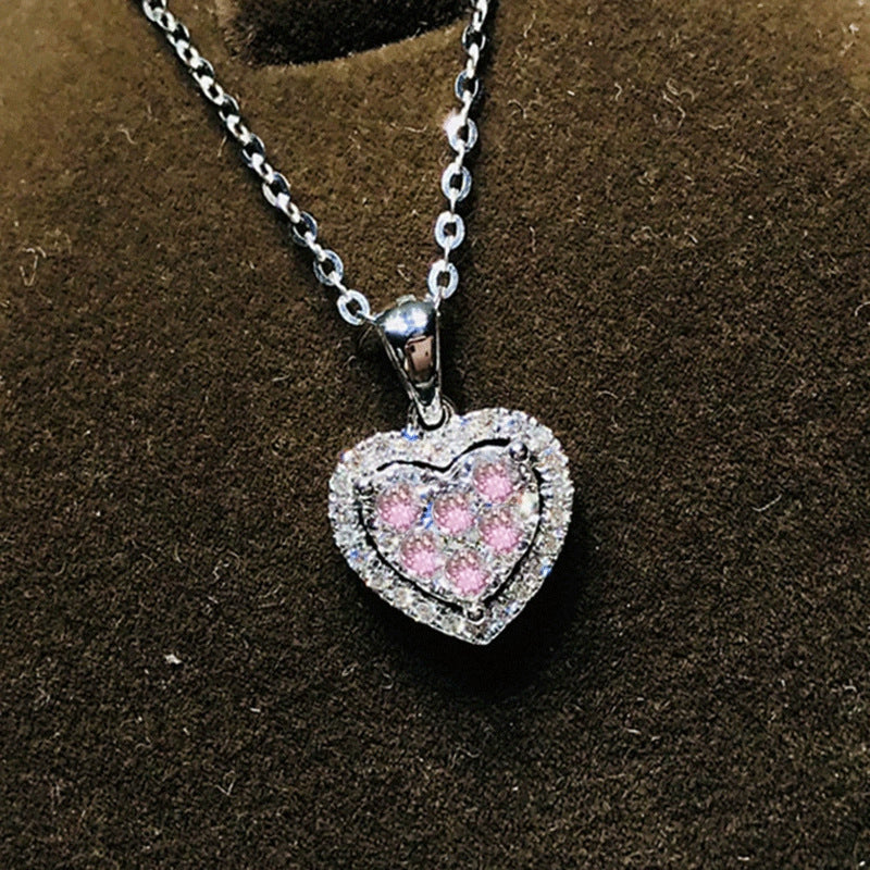 Women's Light Luxury Minority Metal Heart-shaped Zircon Advanced Design Sense Summer Necklaces