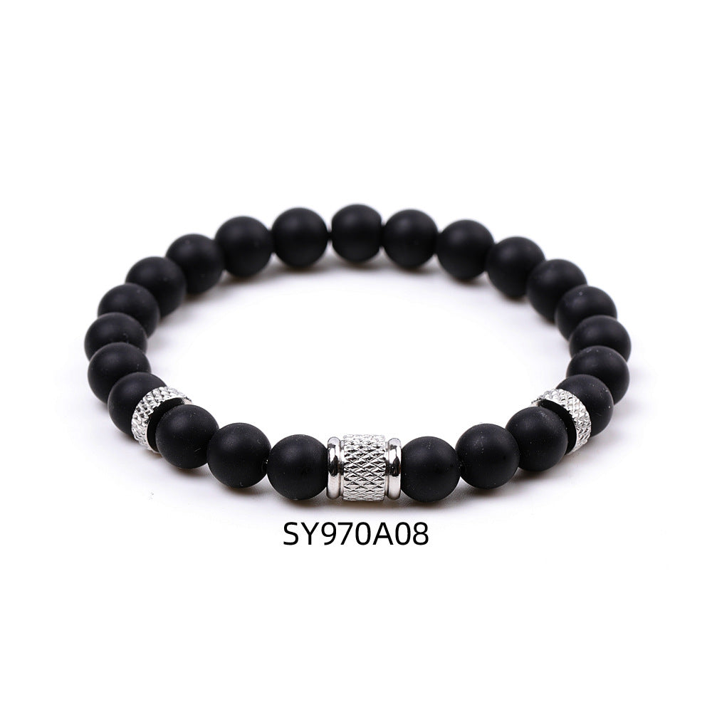 Stainless Steel Frosted Indian Agate Tigereye Striped Bracelets
