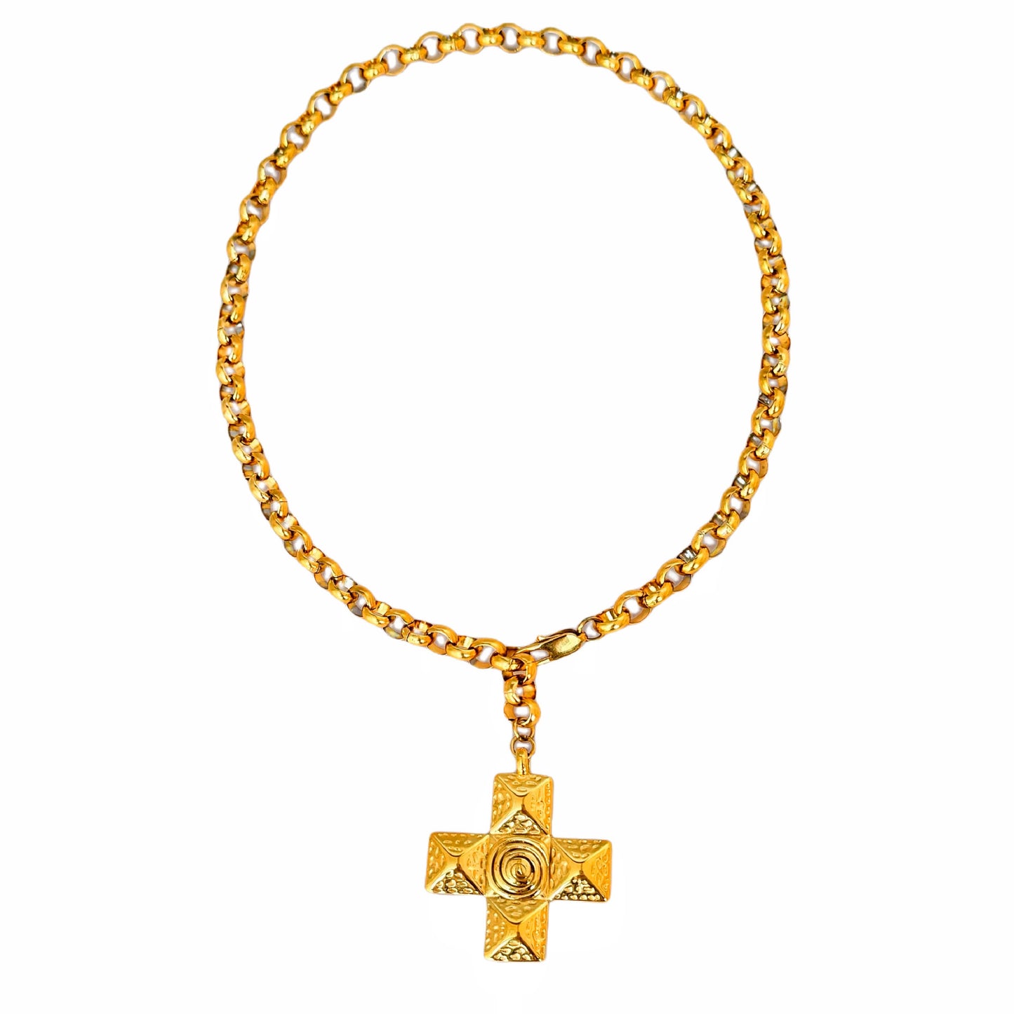 Exaggerated Personalized Gold-plated Titanium Steel Cross Water Spin Necklace
