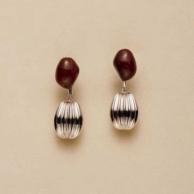 Women's Simple Elegant Red Bean Chinese Style Sier Needle Earrings