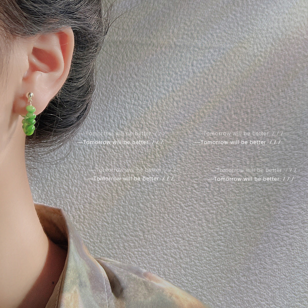 Women's Shell Beaded For Design Handmade White Stud Earrings