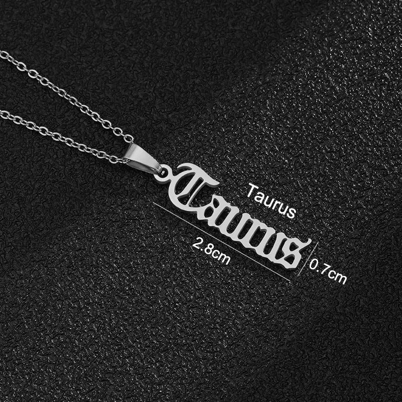 Women's & Men's Constellations Stainless Steel English Letters Titanium Clavicle Pendants