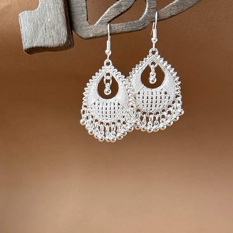 Sier Ethnic Style Peacock Retro Ear Hook Vintage Scenic Spot Earrings