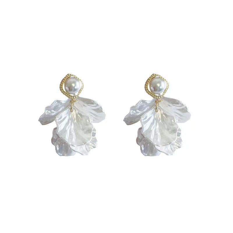 Pearl Flowers Petal Fringed Retro Super Fairy Earrings