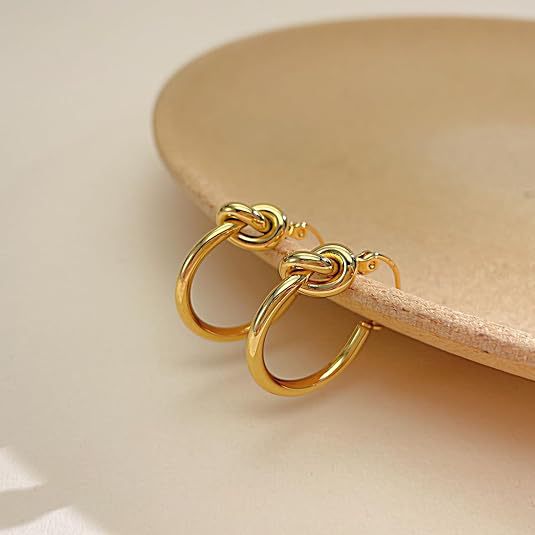 Women's Light Luxury Style Trendy Stainless Knotted Earrings