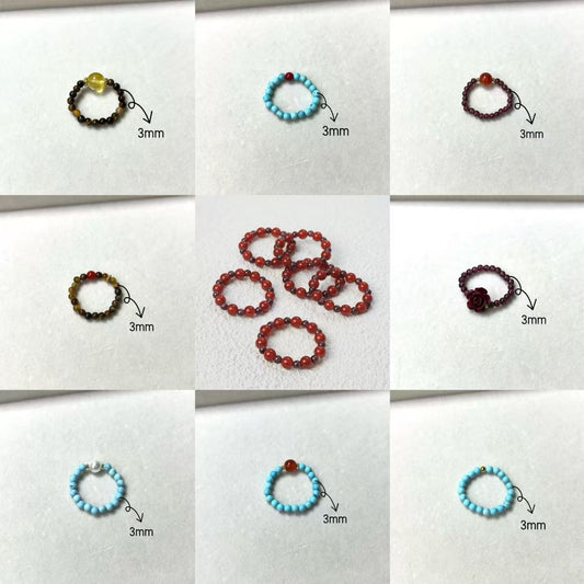 Style Vintage Turquoise Agate Bead Design Light Luxury Pearl Tiger Rings
