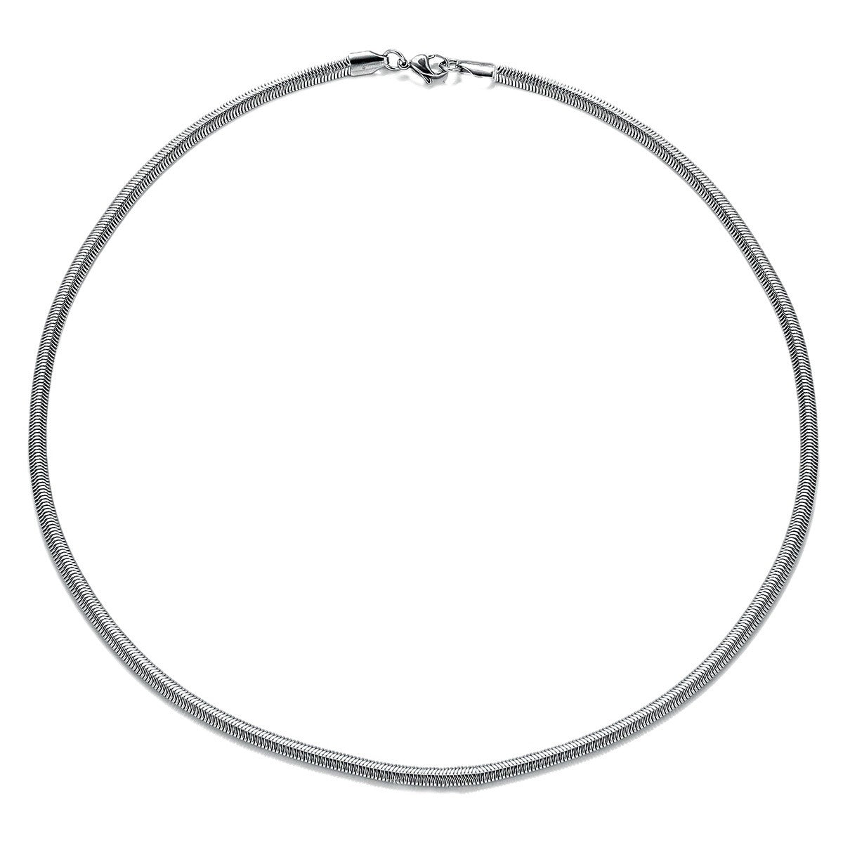 Steel Flat Snake Bones Chain Hip Hop Style Old Necklaces