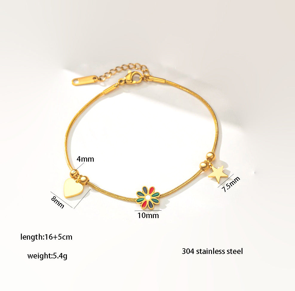 Drop Oil Daisy Gold-plated Affordable Luxury Bracelet
