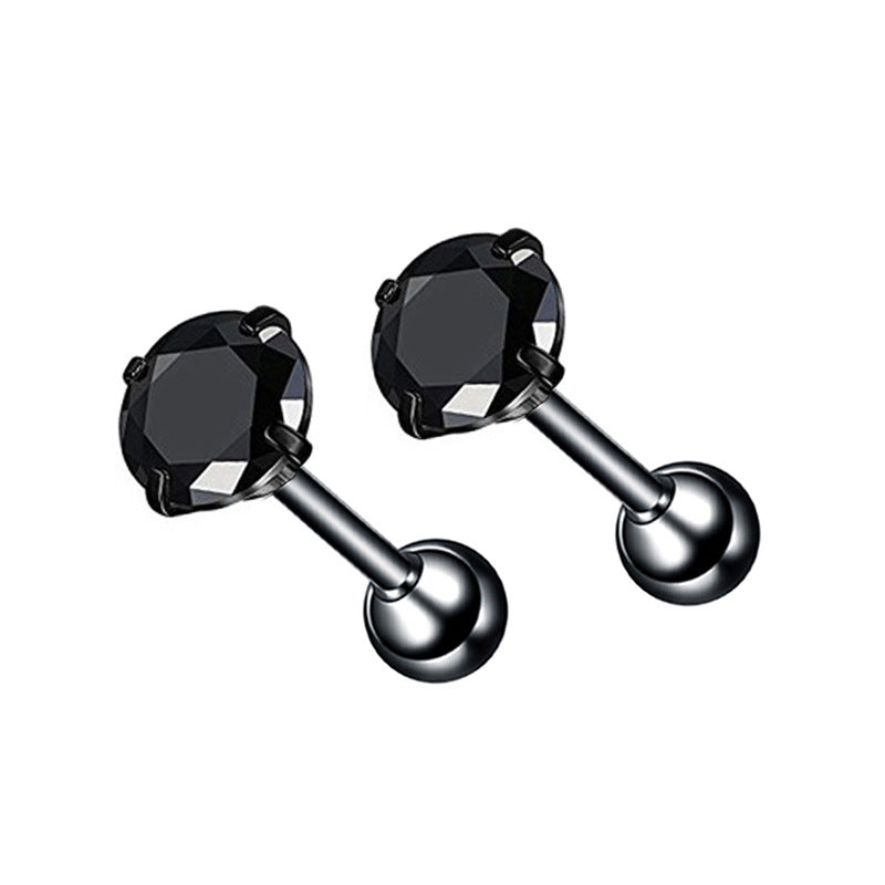 Men's Stainless Steel Zircon Korean Rhinestone Fashion Ear Earrings