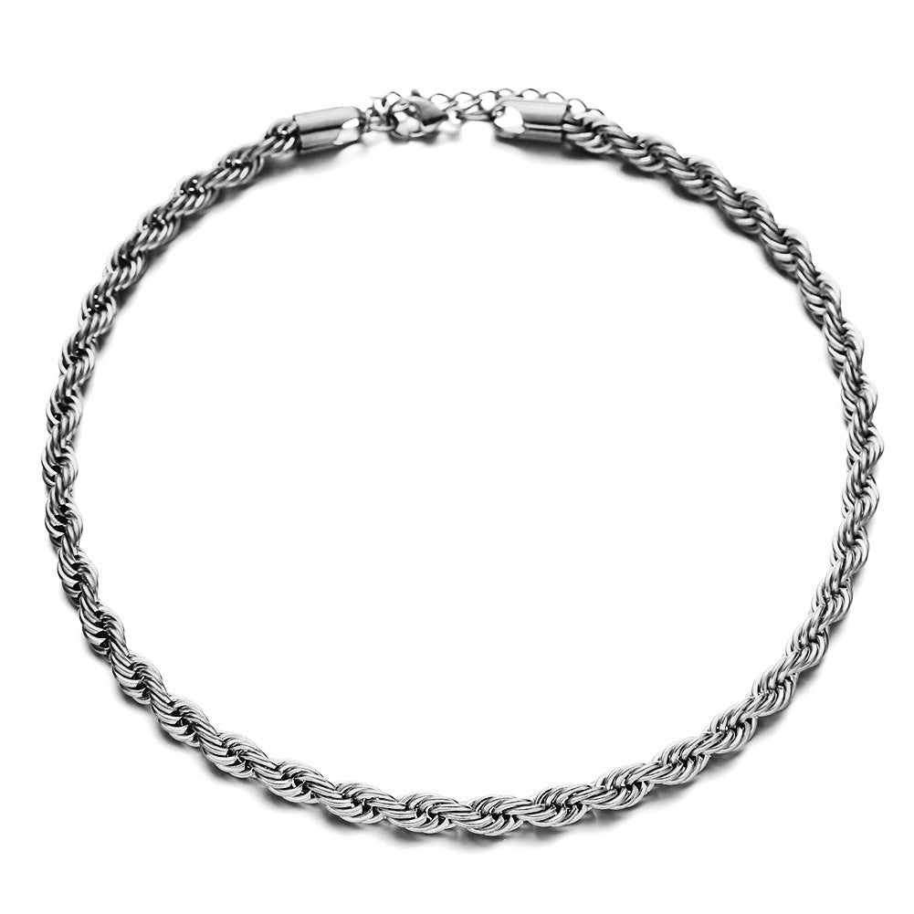 Punk Hip Hop Style Stainless Steel Adjustable Lobster Buckle Woven Necklaces