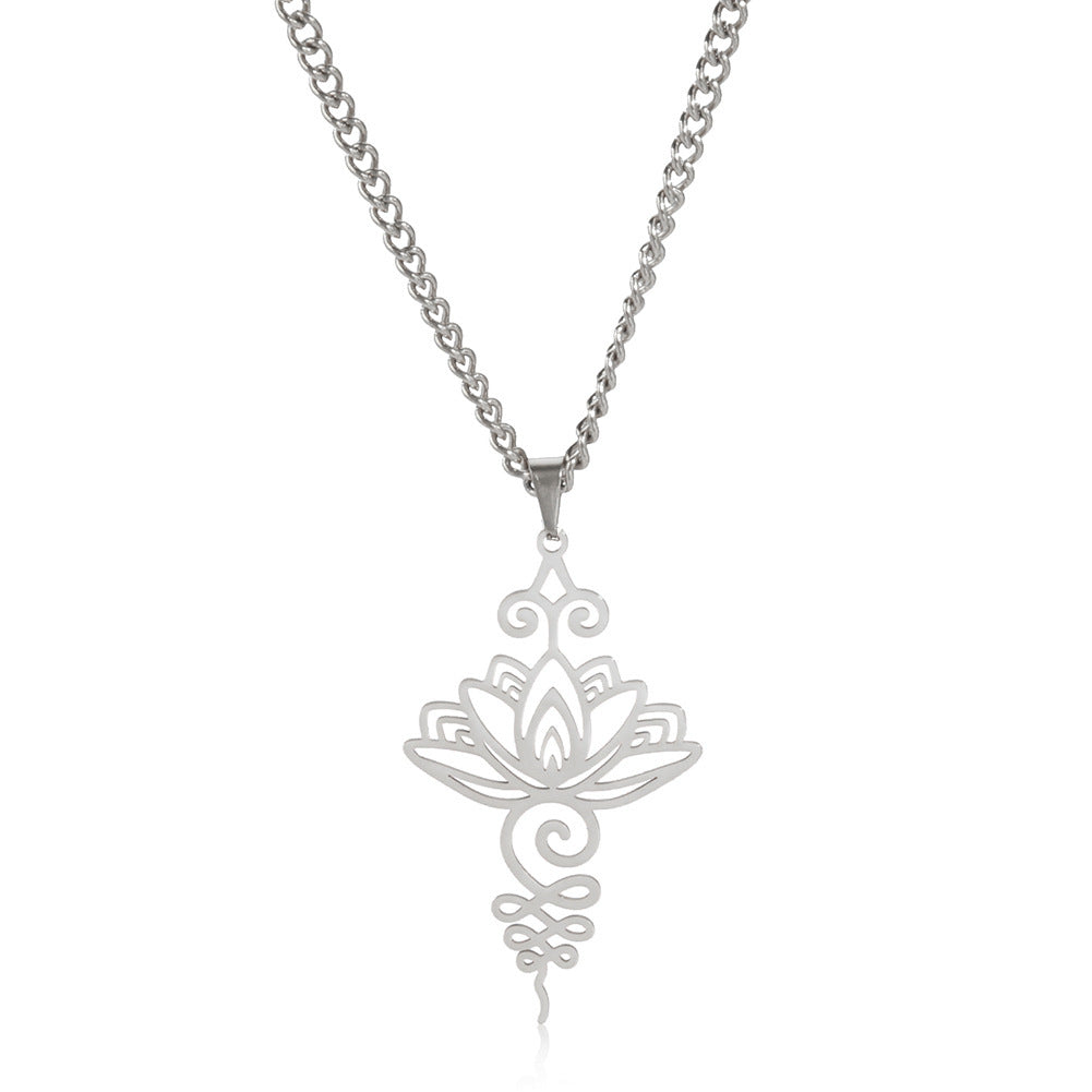 Cut Stainless Steel Lotus Ethnic Han Elements Personality Necklace