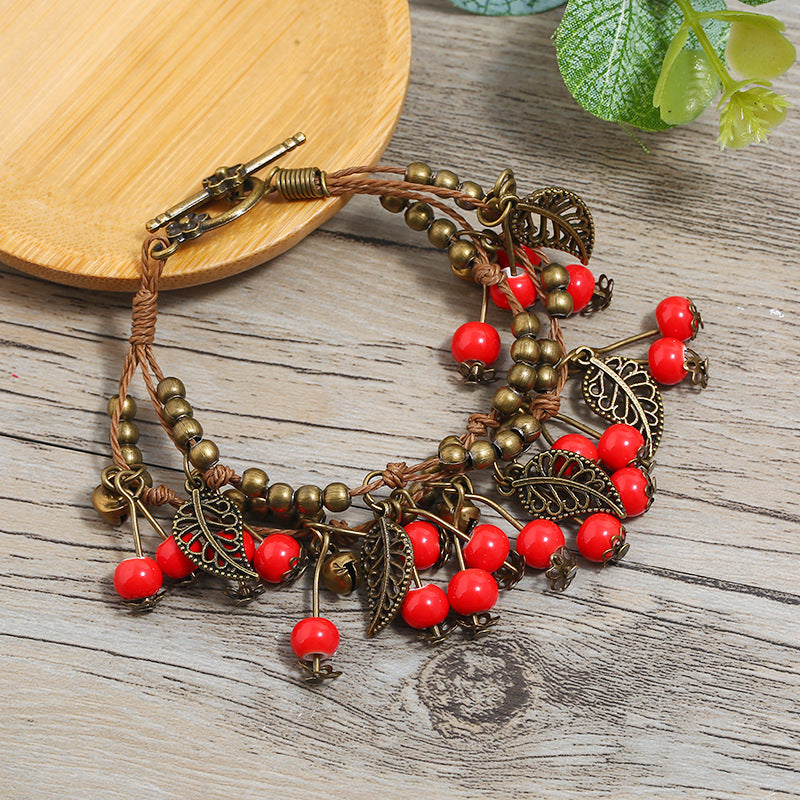 Cherry Female Ethnic Style Fruit Tassel Bracelets