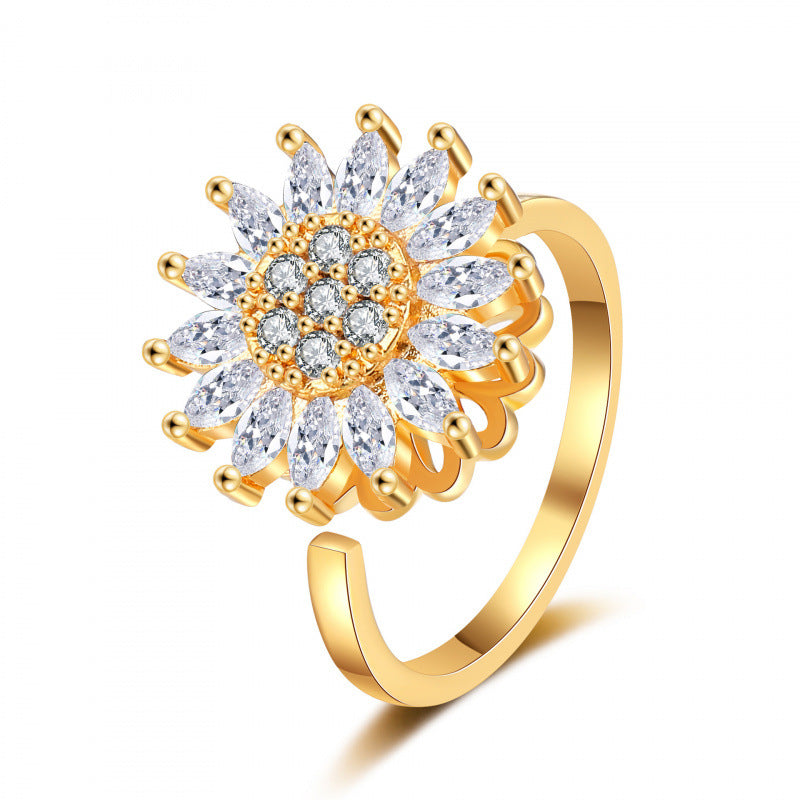 Women's Rotatable Design Fashion Personality Trendy Cold Light Rings