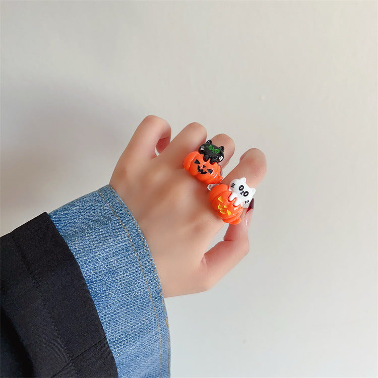 Women's Halloween Exaggerated Fun Resin Demon Ghost Rings