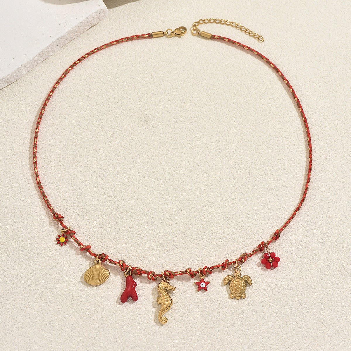 Women's Shell Oil Dripping Design Woven Clavicle Necklace