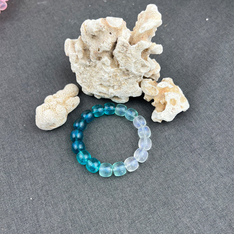 Jade Glass Pliable Temperament Gradient Pink Version Hand Toy Buddha Bracelet
