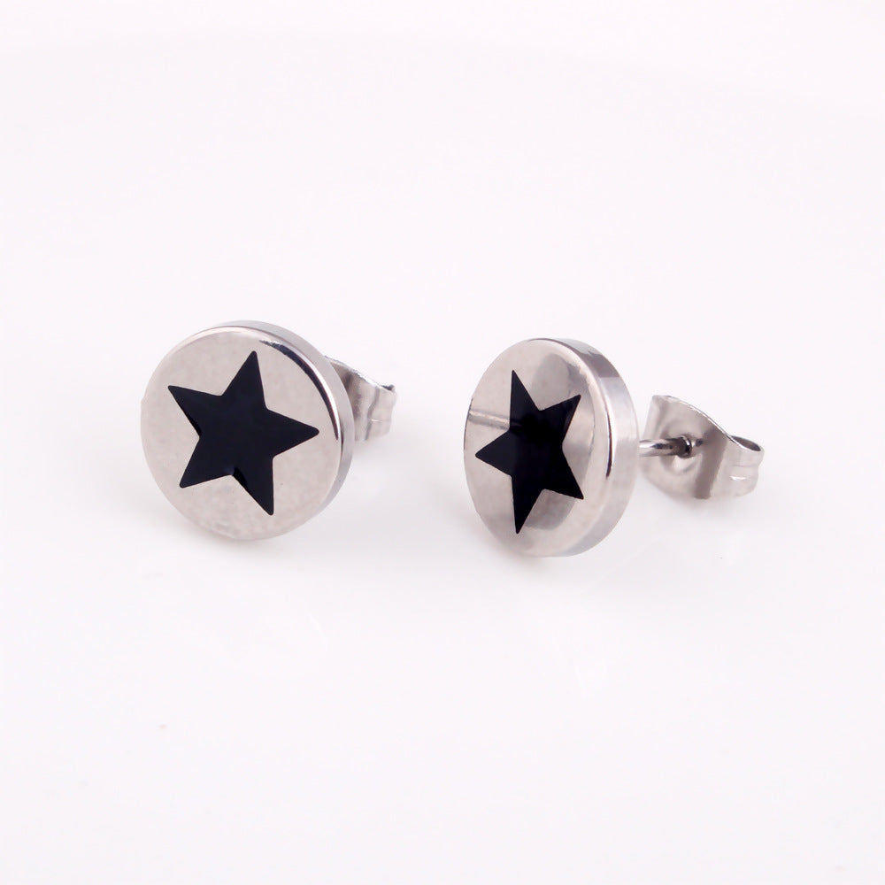 Men's Korean Fashion Pentagram Titanium Steel For Earrings