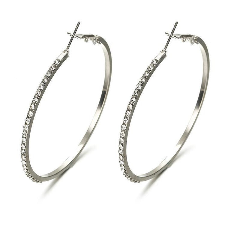 Exaggerated Female Personality Circle Diamond Big Ear Earrings