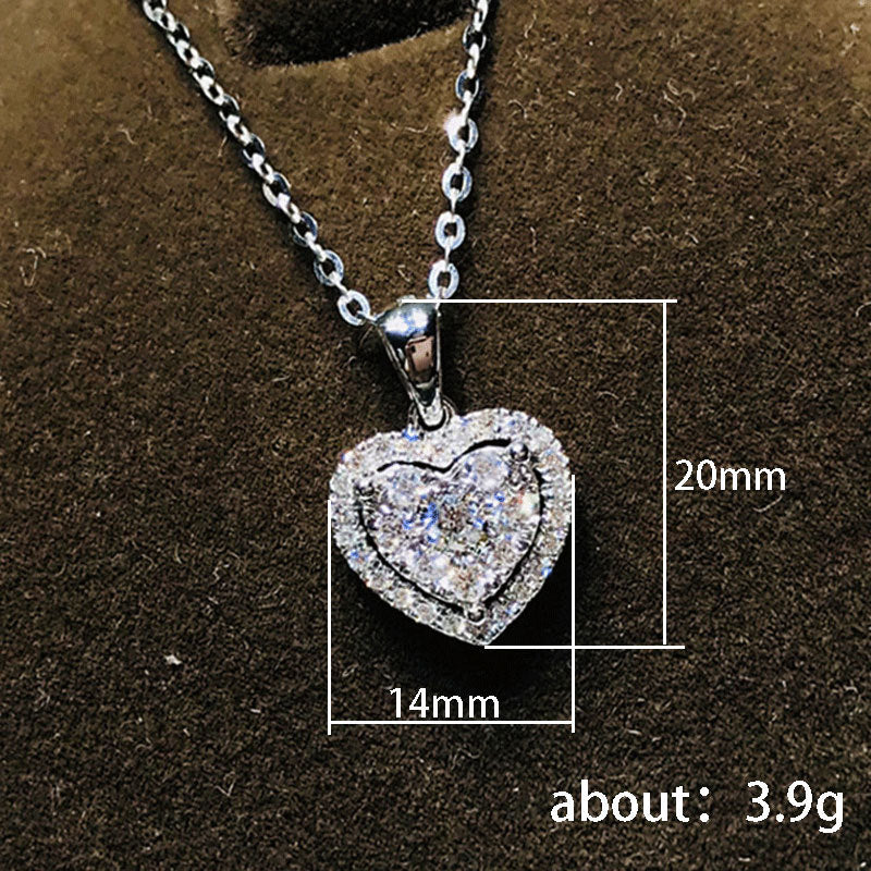 Women's Light Luxury Minority Metal Heart-shaped Zircon Advanced Design Sense Summer Necklaces