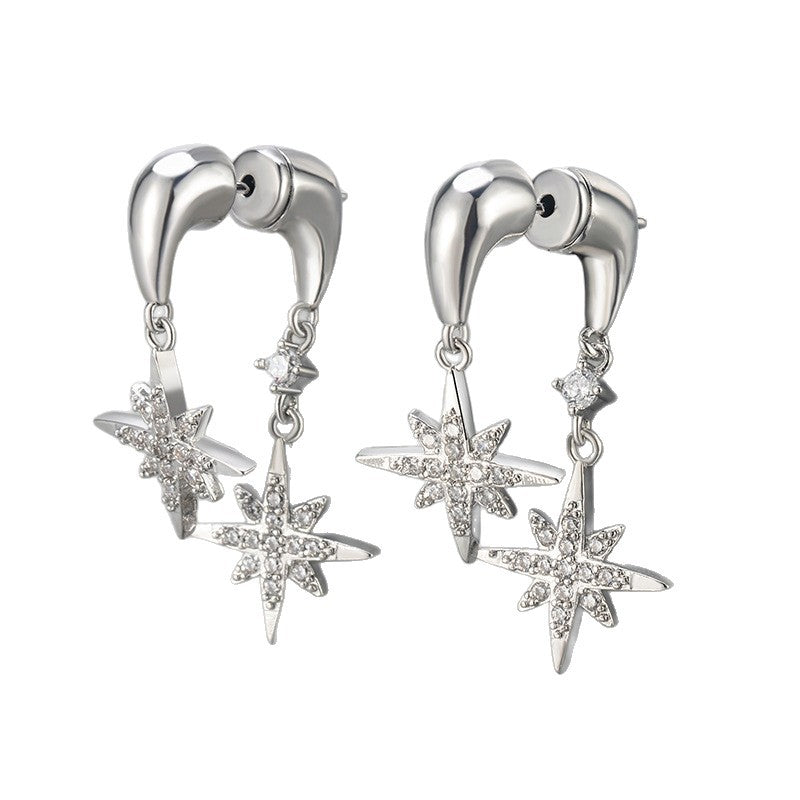 Women's French Entry Lux Eight Awn Star Flash Stud Earrings