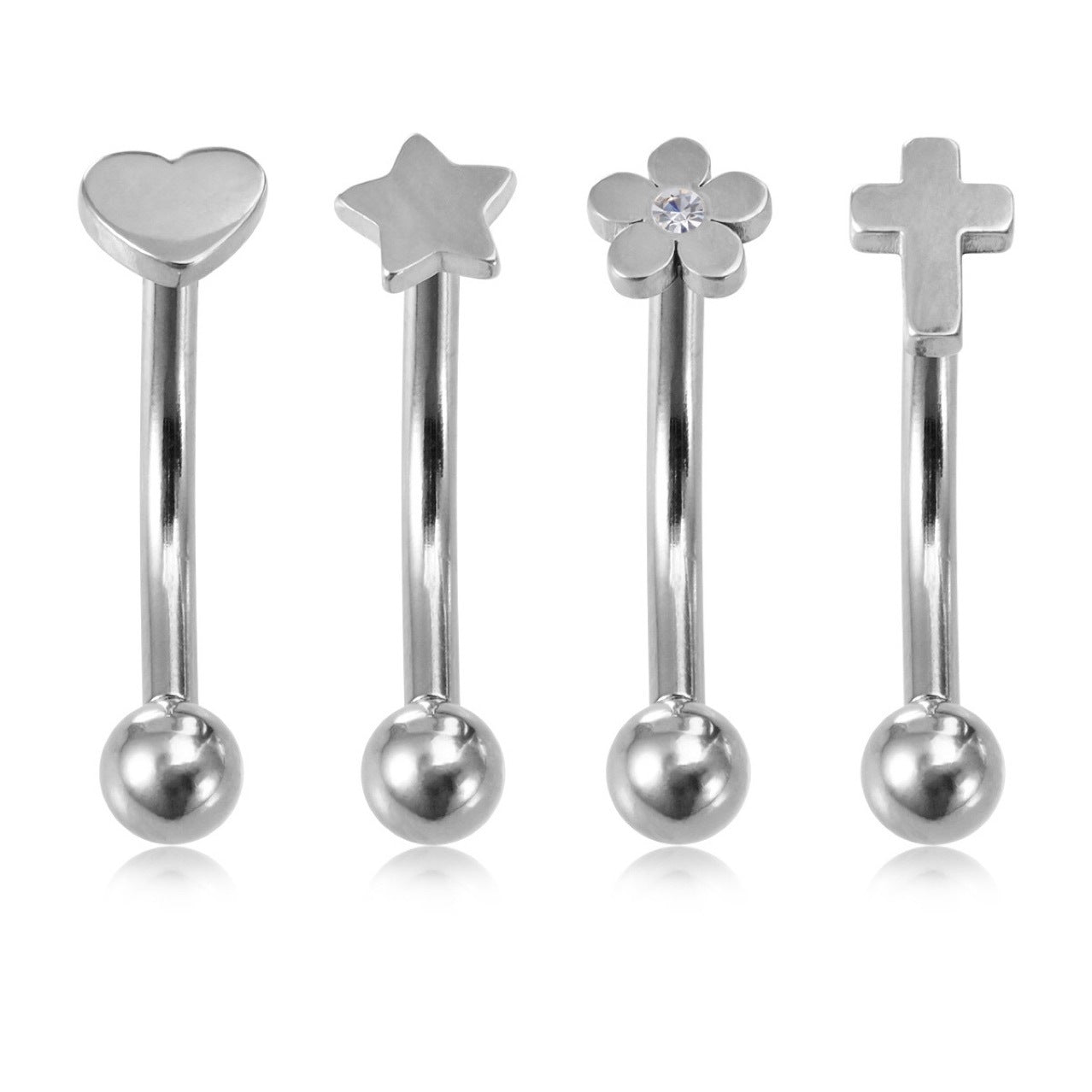 Simple Stainless Steel Rod Eyebrow Piercing Star Stud Earrings