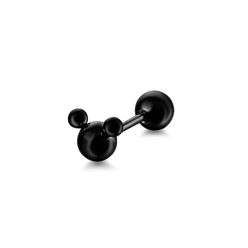 Mickey Female Ball Thread Ear Bone Electroplating Stud Earrings