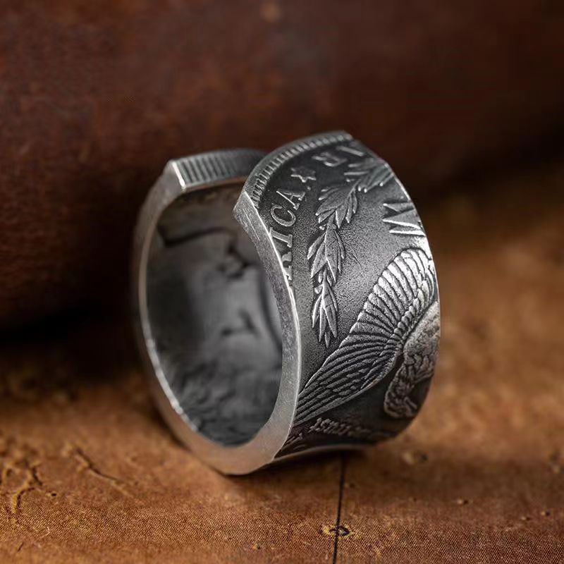 Coin Transformation Male Personality Retro With Opening Female Splendid Trendy Ring
