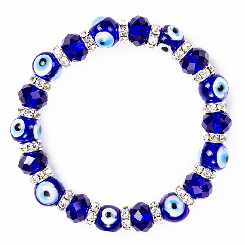 Devil's Eye Crystal Blue Evil Beaded Elastic Bracelet