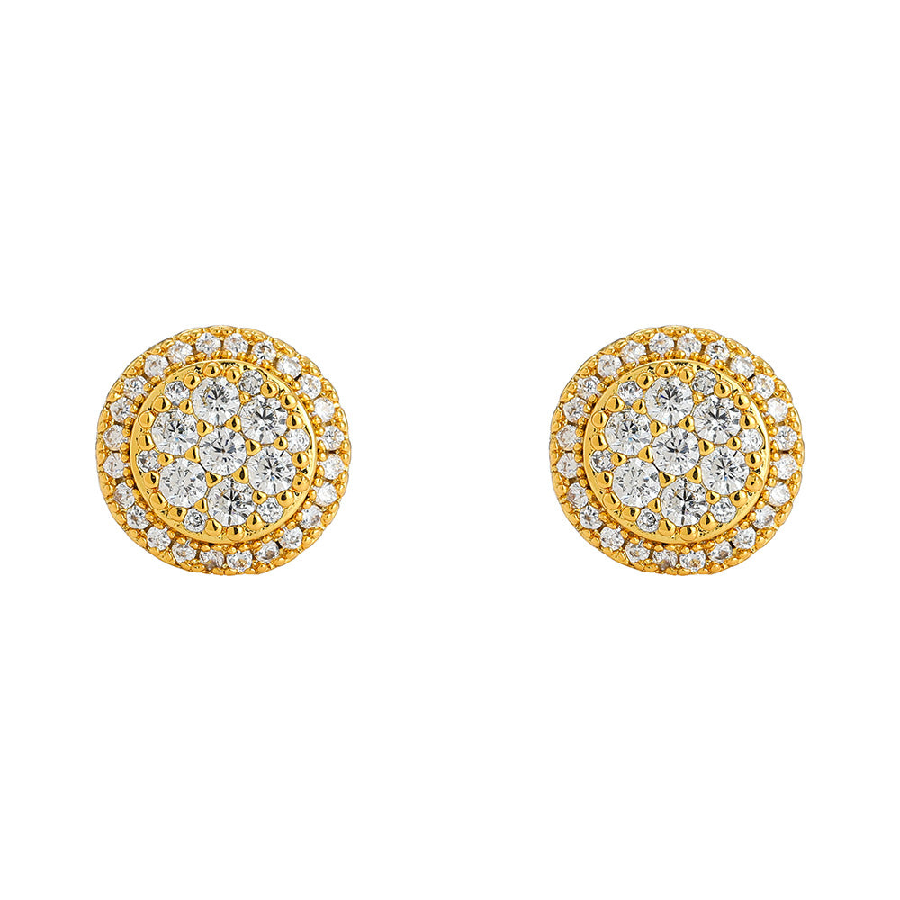 Women's & Men's Flash Round Copper Inlaid Zircon Hip Stud Earrings
