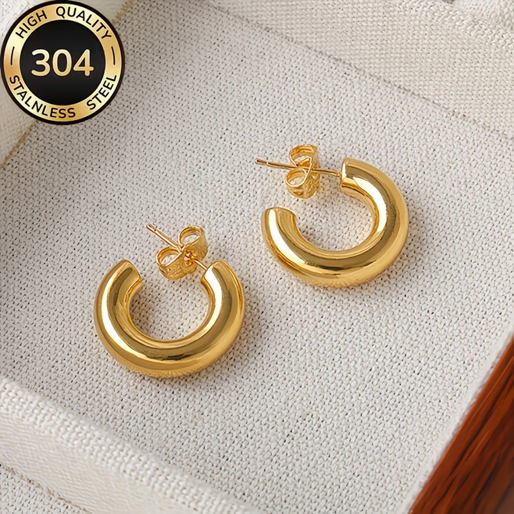 Stainless Steel Exaggerated Shaped Thick Circle Geometric Round Rings