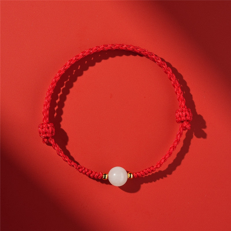 Life Red Rope Woven Cinnabar Jade Ethnic Style Advanced Bracelets