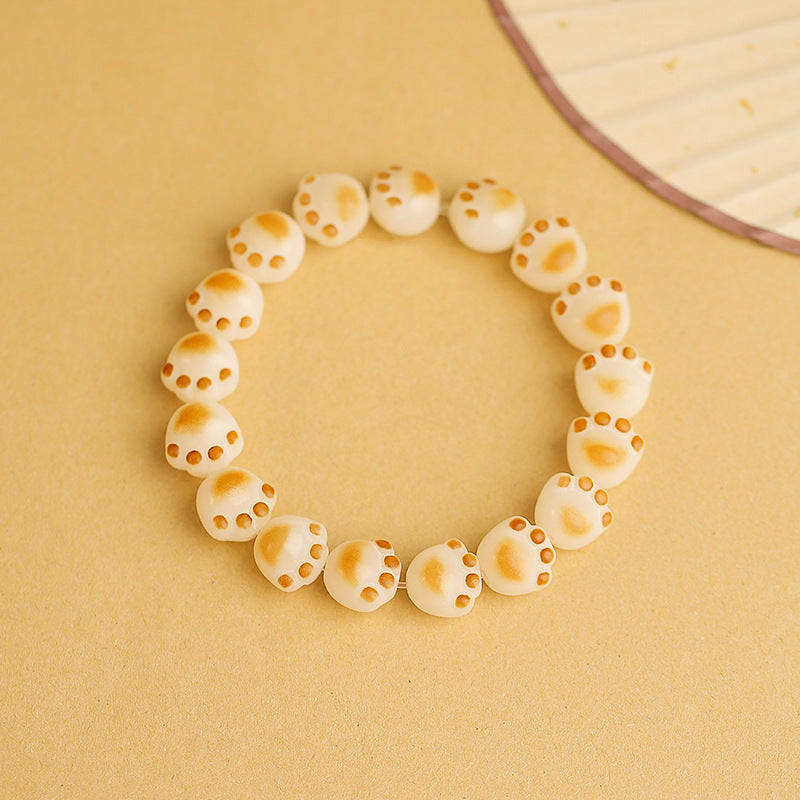 Cat Bodhi Root Female Natural White Jade Seed Pliable Temperament Bracelets