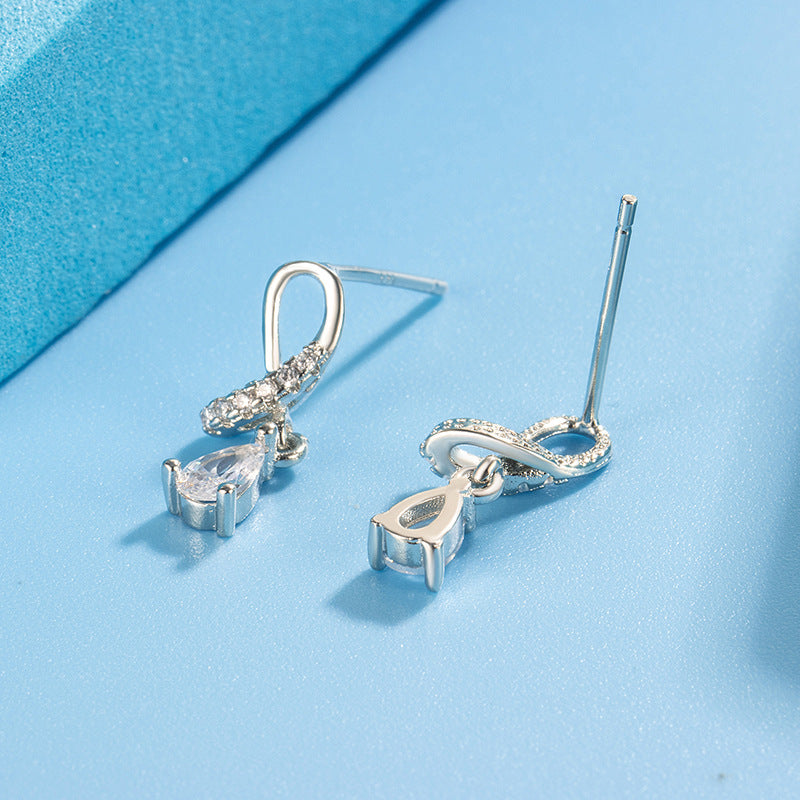 Zircon Cross Water Drop Ear Design Small Versatile Stud Earrings
