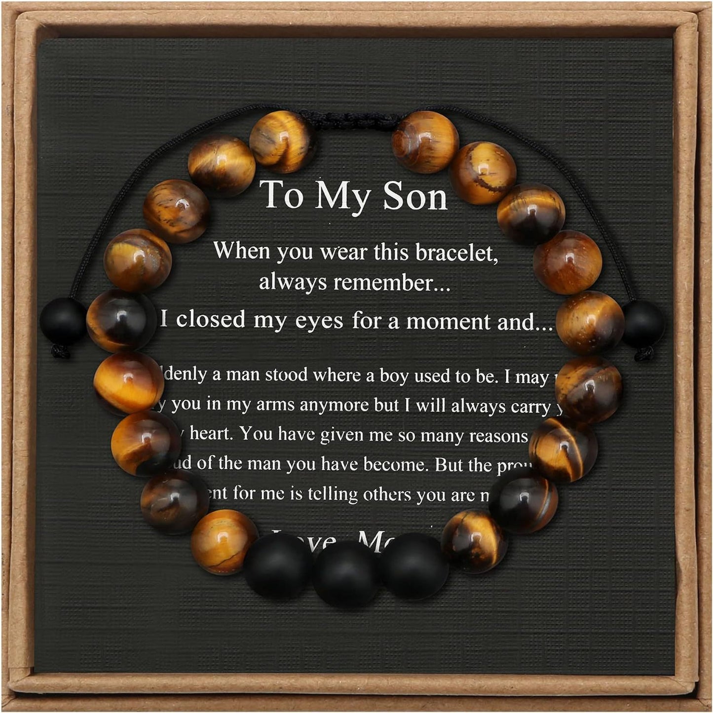 Men's Stone Tiger Eye Woven Adjustable Beaded Bracelet