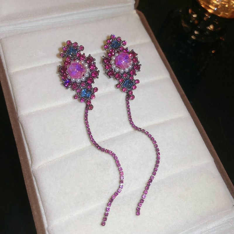 Needle Butterfly Enamel Vintage Court Style Delicate Light Luxury Earrings