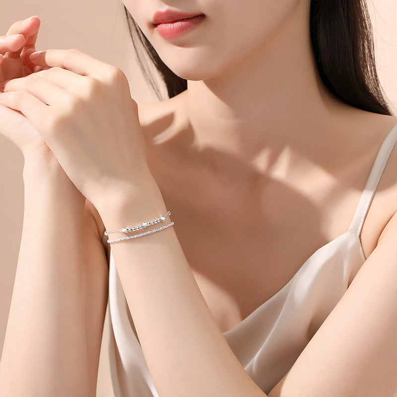Sparkling Planet Female Korean Style Starry Double Layer Sier Bracelets