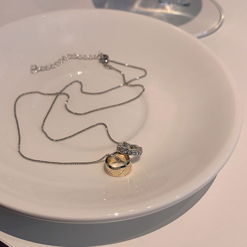 Women's Light Luxury Minority Double Circle Simple Graceful Clavicle Necklace