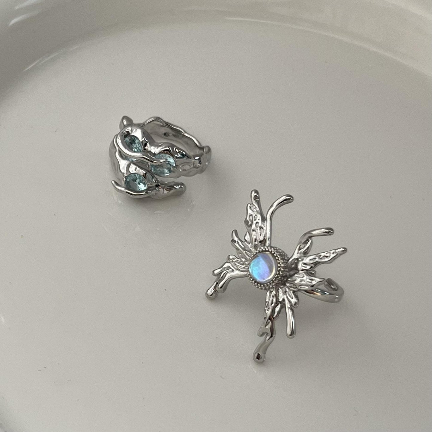 Liquid Butterfly Lava Opening Sweet Cool Hip Hop Opal Blue Ring