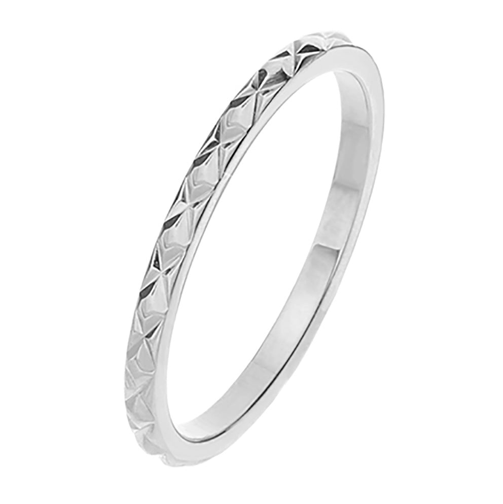Design Sense Minority Simple Stainless Steel Wheat Rhombus Batch Flower Rings