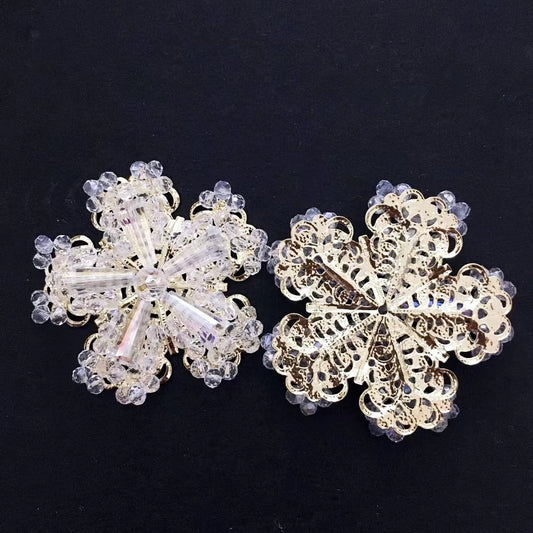 Beaded Snow Flowers Materials Design Fashion Handmade Hair Stud Earrings