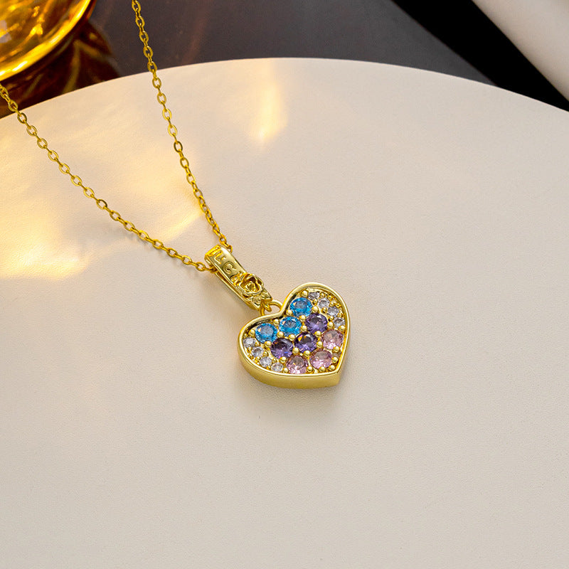 Design High-grade Light Luxury Titanium Steel Heart Flowers Necklaces