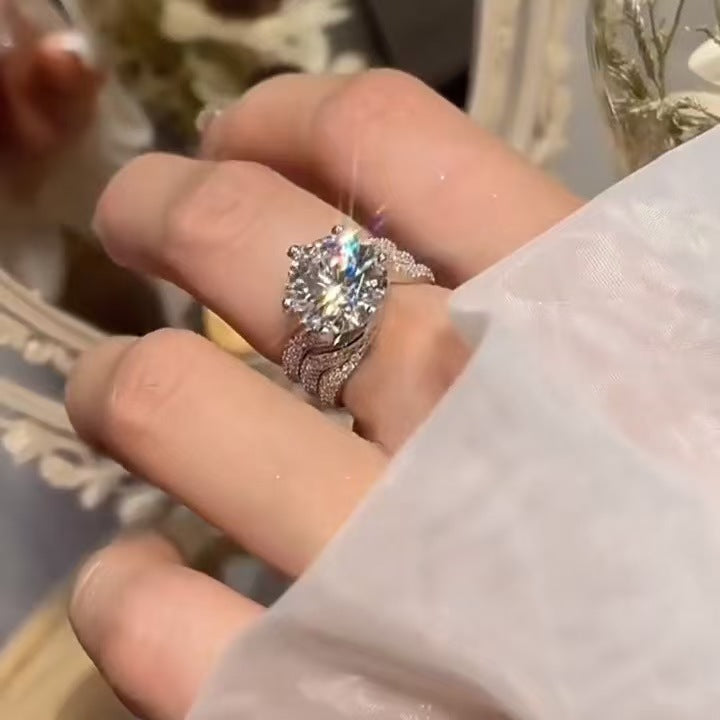 Women's Love Diamond Light Luxury Full Proposal Wedding Ring