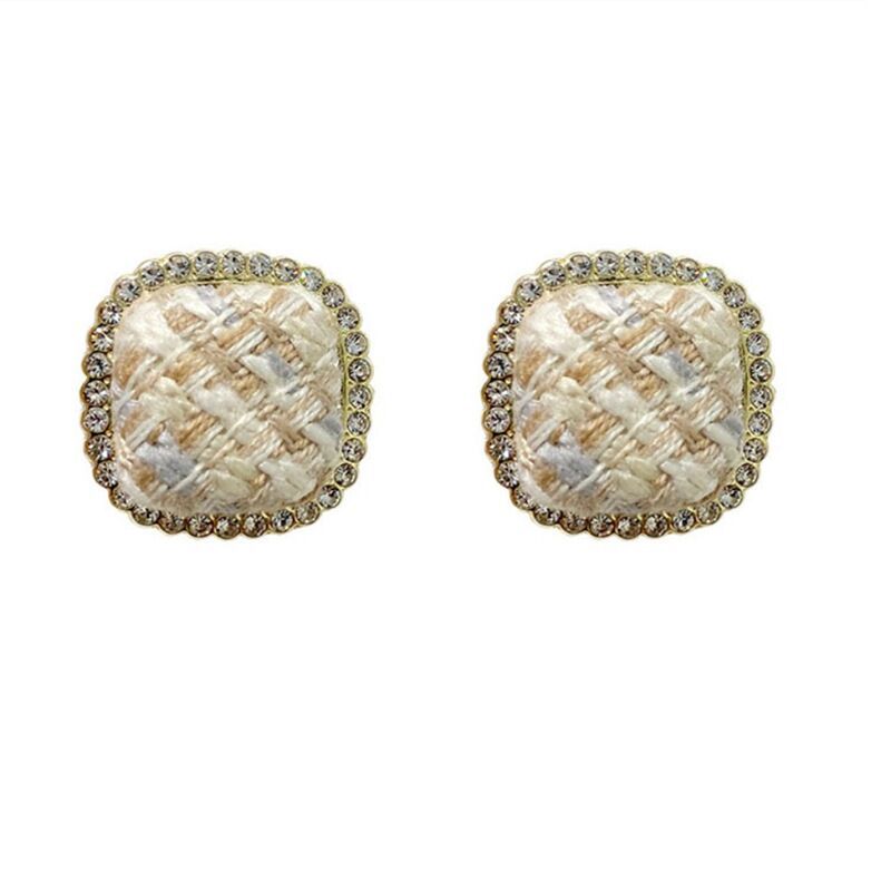 Vintage Classic Style Diamond Plaid French Earrings