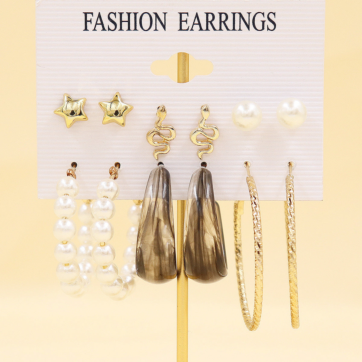 Women's Color Resin Leopard Print Pairs Retro Fashion Earrings