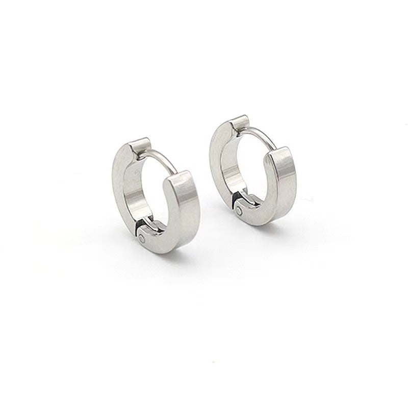 Women's & Men's Fashion Titanium Steel Glossy Simple Piercing Ear Buckle