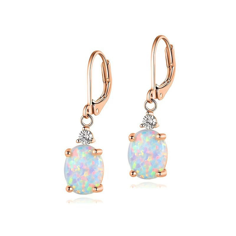 Opal Oval Big Diamond Ear Drops Personalized Earrings