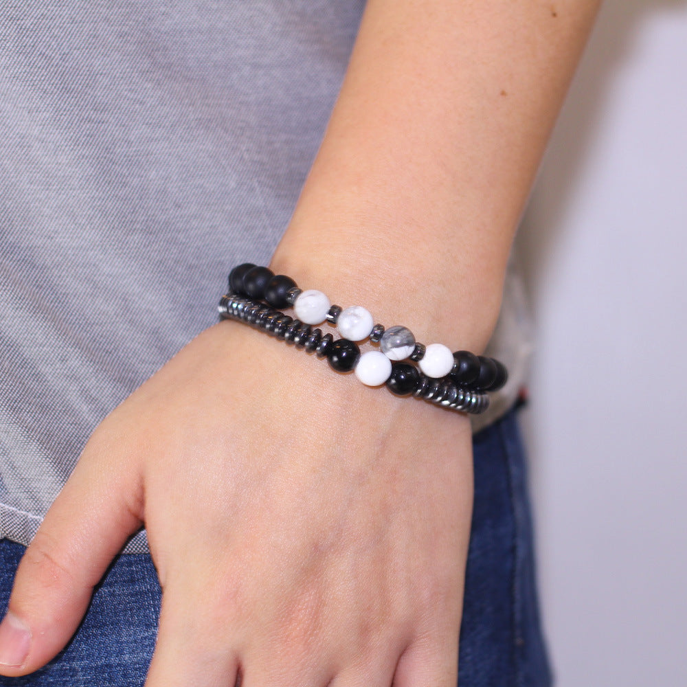 Frosted Black Agate Tiger Eye Meeting Bracelets