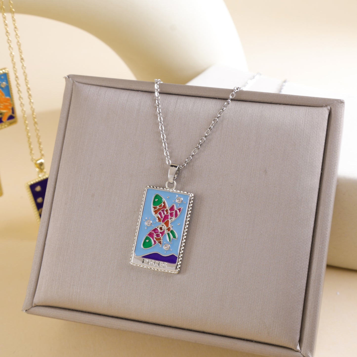 Drop Oil Relief Square Plate Female Minority Necklaces