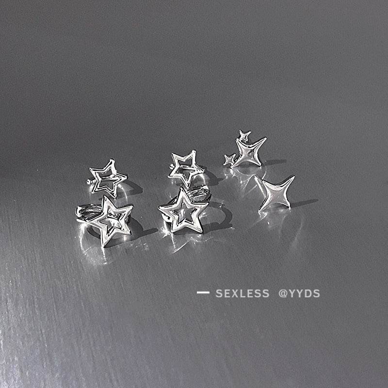 Women's Star High-grade Temperament Auricular Needle Design Clip Rings